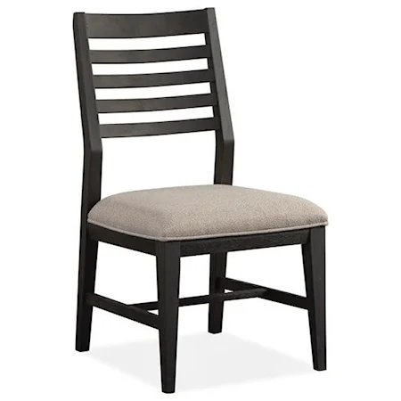 Contemporary Ladderback Dining Side Chair with Upholstered Seat